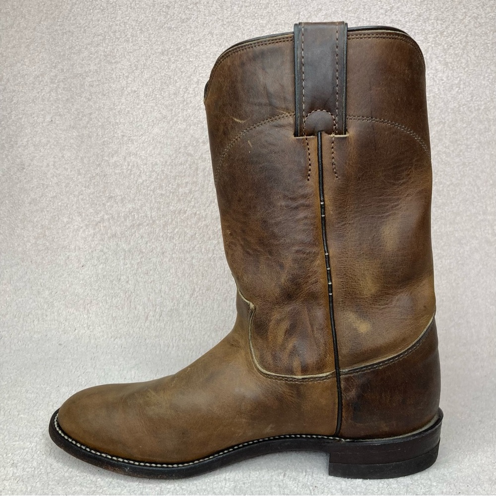 Justin Leather Western Cowboy Roper Boots Women’s 7.5 Brown Southwestern Rodeo - Picture 9 of 14